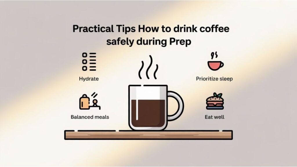 Practical tips how to drink coffee safely during prep